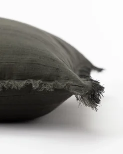 Abbey Silk Fringe Pillow Cover 11 Abbey Silk Fringe Pillow Cover -Bloomingville Shop AbbeySilkFringePillowCover MPLW0437 GRY 24x24 D1