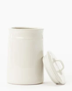 Handled Ceramic Canister -Bloomingville Shop HandledCeramicCanister MDCR2149 WHT L D1