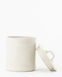 Handled Ceramic Canister -Bloomingville Shop HandledCeramicCanister MDCR2149 WHT S D1