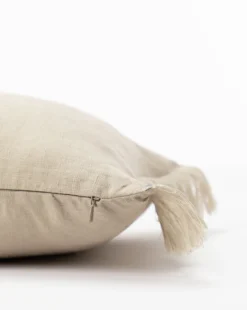 Hazelton Mushroom Fringed Pillow Cover -Bloomingville Shop HazeltonFringedPillowCover MPLW0909 MSH 12x24 D1