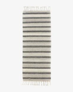 Soliel Handwoven Wool Rug 13 Soliel Handwoven Wool Rug -Bloomingville Shop MRUG0576 BLU 3x10 SolielFringeWovenRug