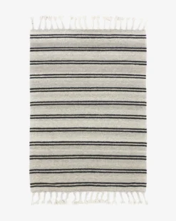 Soliel Handwoven Wool Rug 14 Soliel Handwoven Wool Rug -Bloomingville Shop MRUG0576 BLU 5x8 SolielFringeWovenRug