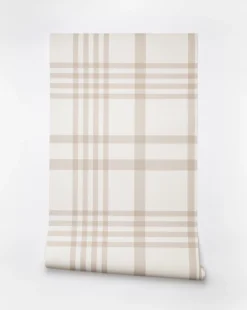 Rigby Plaid Print Wallpaper -Bloomingville Shop RigbyPlaidNAT