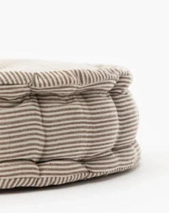 Round Neutral Striped Pillow Cushion -Bloomingville Shop RoundNeutralStripedPillowCushion MPLW1270 BWN OS D1
