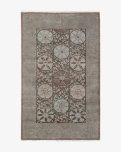Suzani Hand-Knotted Wool Rug -Bloomingville Shop SuzaniHand KnottedWoolRug MRUG0852 BWN 5x8 1