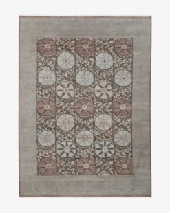 Suzani Hand-Knotted Wool Rug -Bloomingville Shop SuzaniHand KnottedWoolRug MRUG0852 BWN 9x12 1
