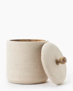 Wrapped Lidded Container -Bloomingville Shop WrappedLiddedContainer MDCR2404 NAT L D1